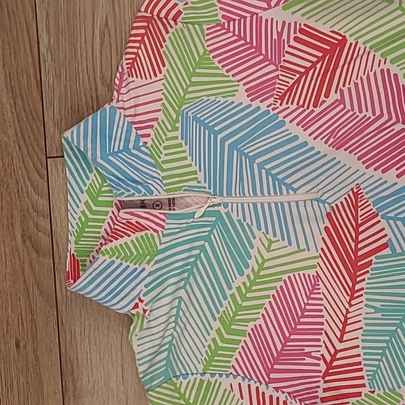 IBKUL Multicolored‎ Athletic Small Womens Short Sleeve Pullover Zip Shirt Top - Picture 2 of 5